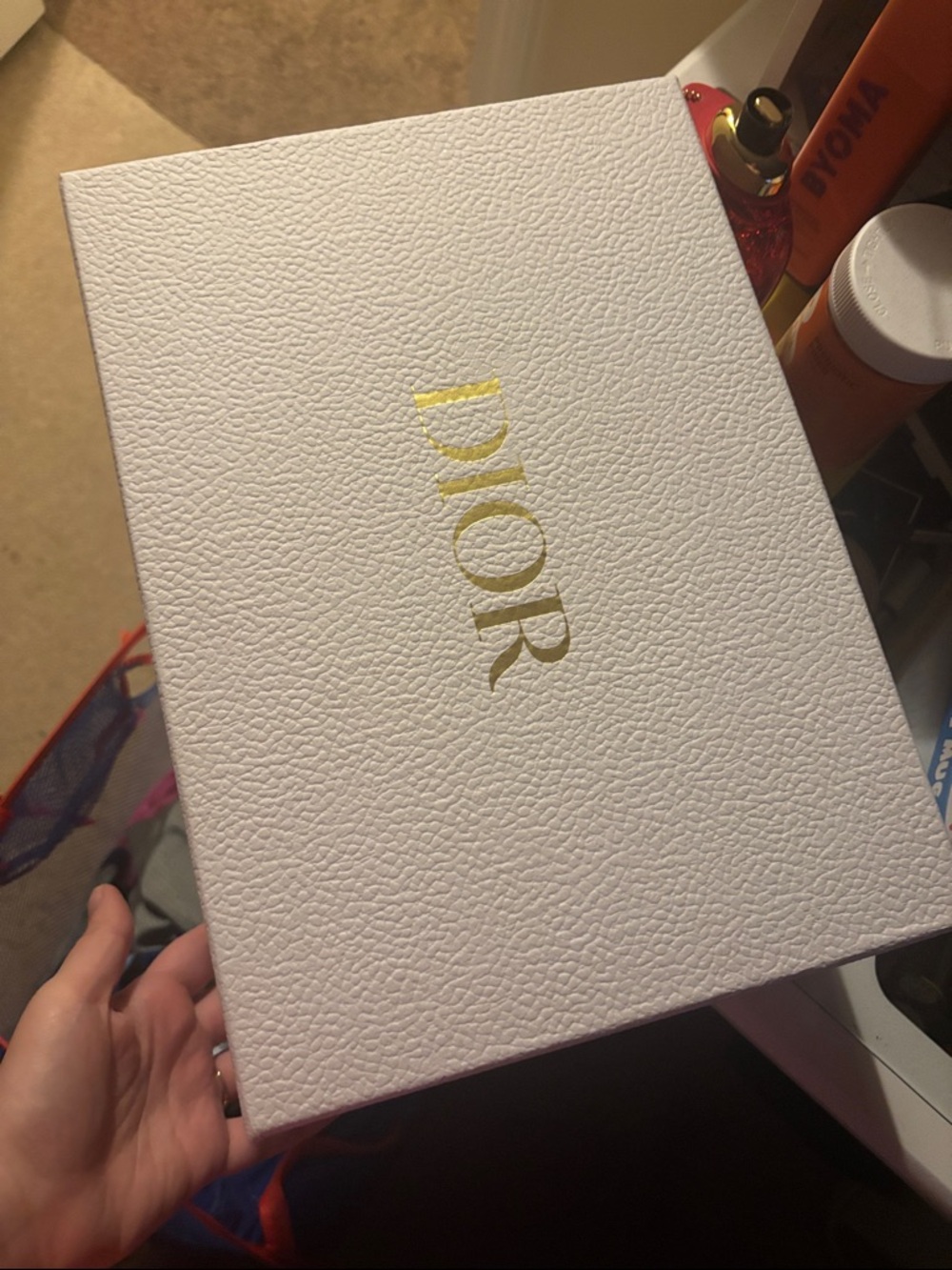 Dior White Textured Box with Gold Logo Center with brushes! The set! & bag!